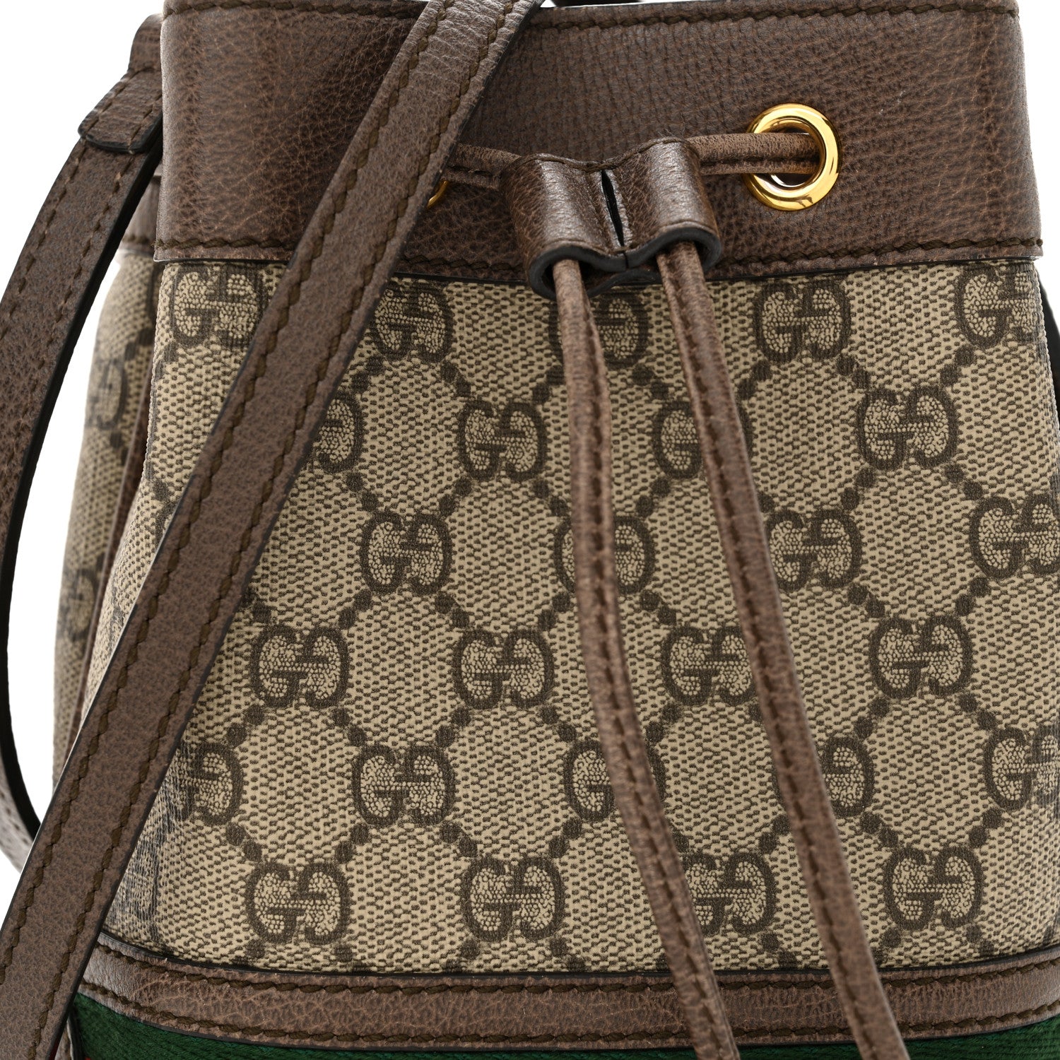 Gucci GG Supreme Monogram Web Mini Ophidia Bucket Bag Brown 8 of 11