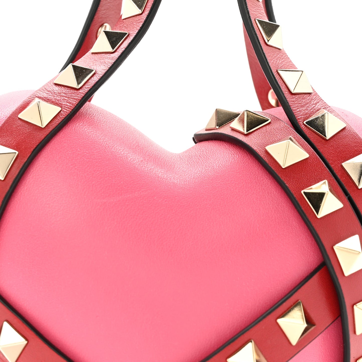 Nappa Carry Secrets Heart Rockstud Spike Minaudiere Clutch Shadow Pink Red