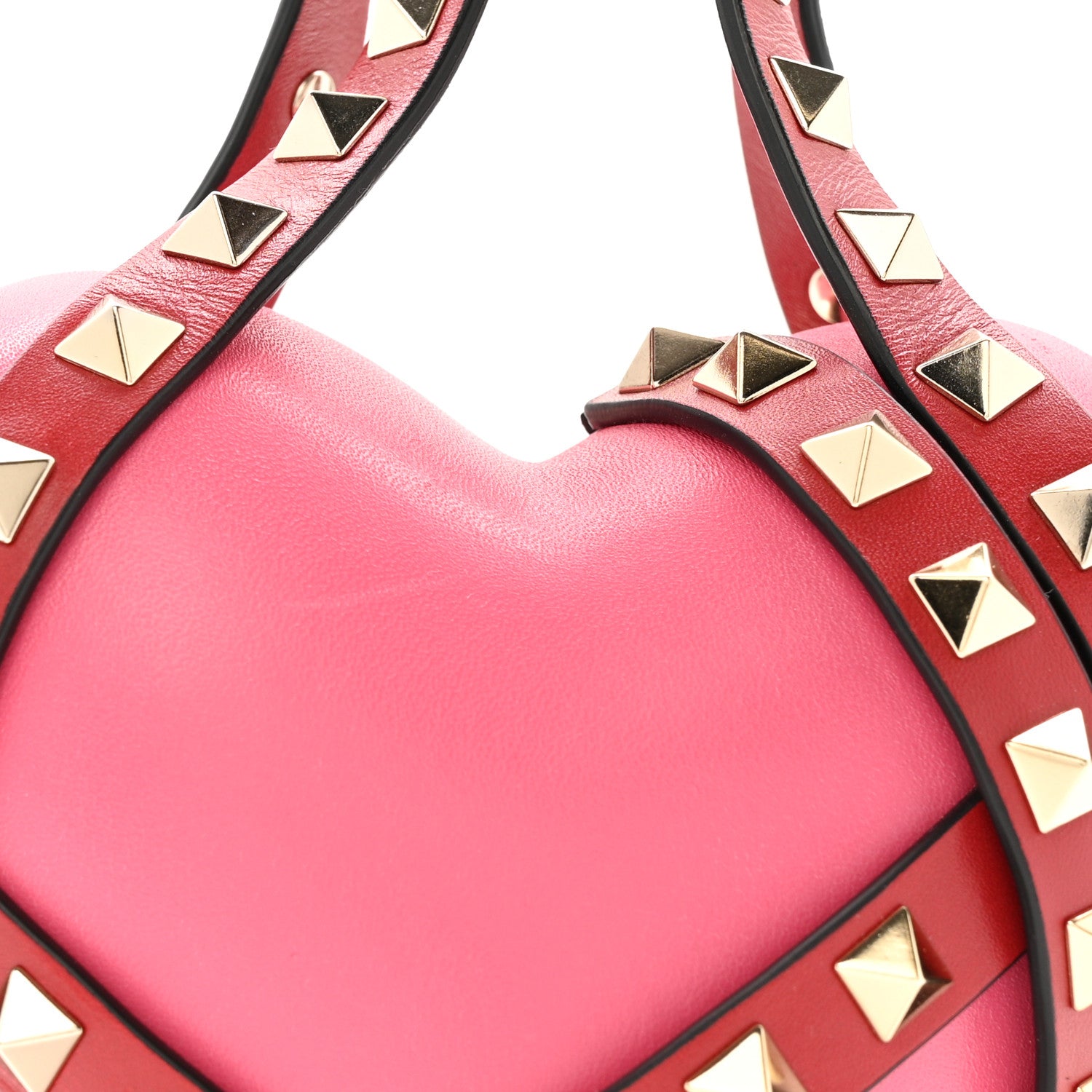 Valentino Garavani Nappa Carry Secrets Heart Rockstud Spike Minaudiere Clutch Shadow Pink Red 7 of 10
