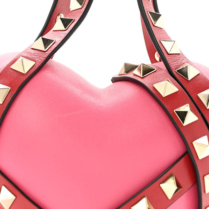Valentino Garavani Nappa Carry Secrets Heart Rockstud Spike Minaudiere Clutch Shadow Pink Red 7 of 10