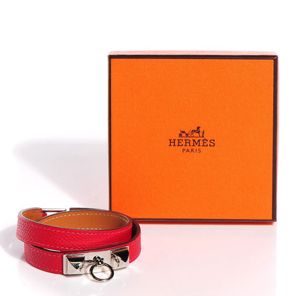 Hermes Epsom Rivale Double Tour Bracelet M Rouge Casaque 9 of 9