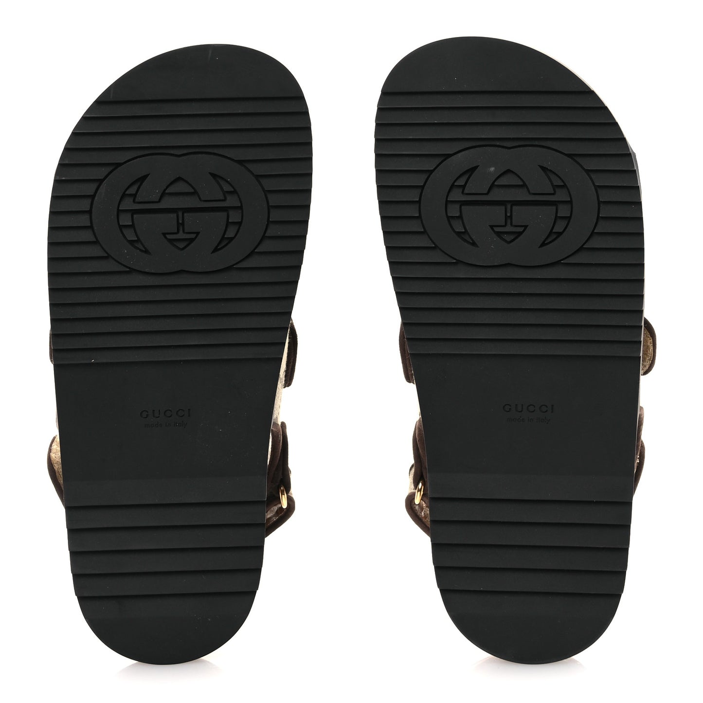 GG Monogram Lavaredo Eco Fabric Womens Slide Sandals With Straps 37 Beige Ebony Light Brown