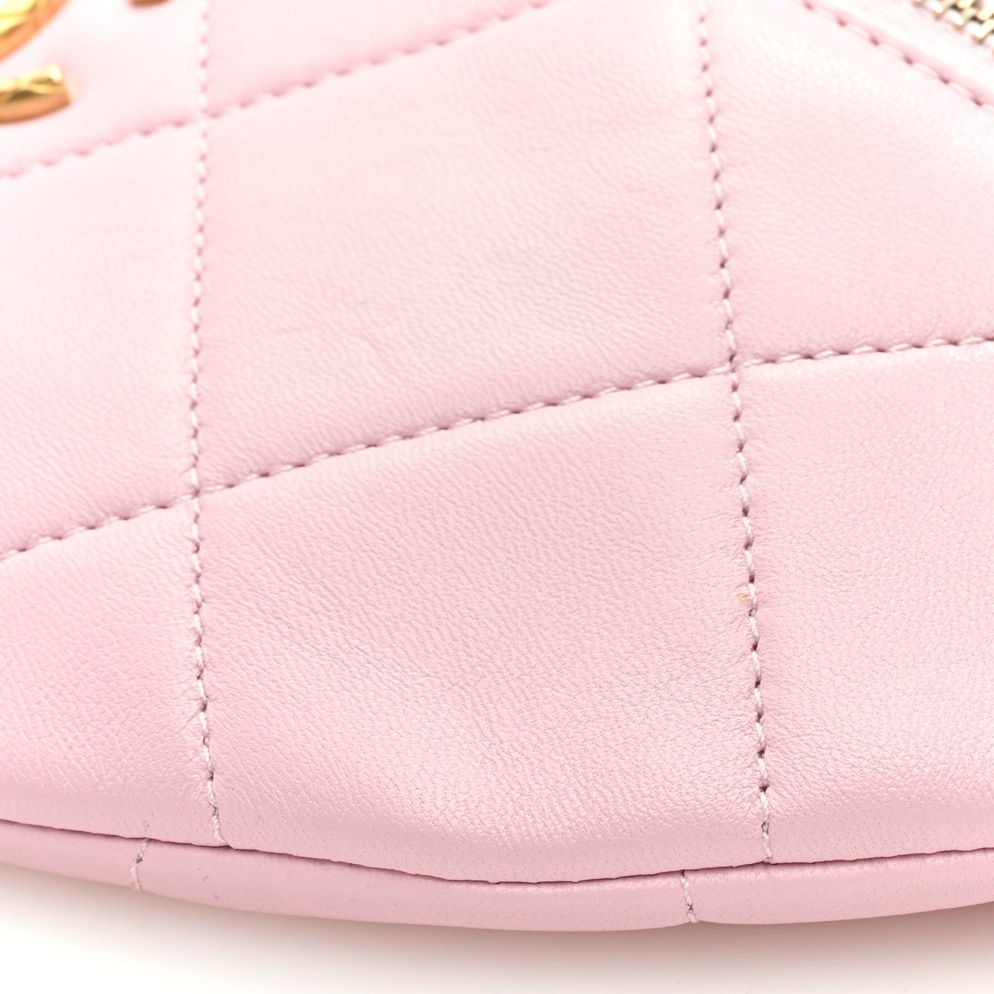 Lambskin Enamel Quilted Waist Bag Light Pink