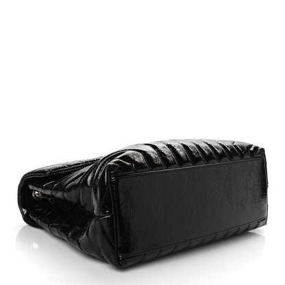 Saint Laurent Patent Y Quilted Monogram Medium Loulou Chain Satchel Black 3 of 8