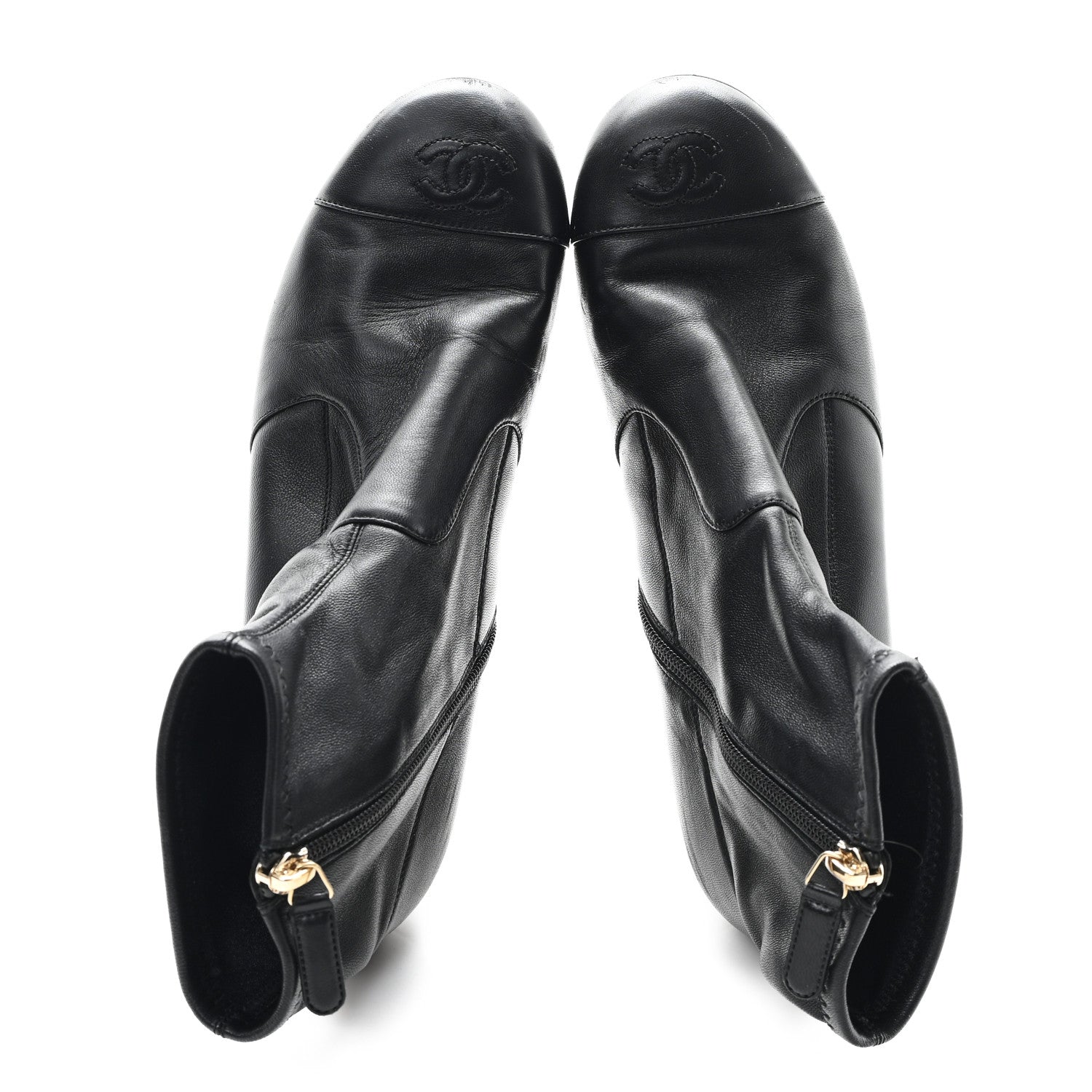 Chanel Stretch Lambskin Cap Toe CC Short Boots 39 Black 2 of 9