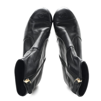 Chanel Stretch Lambskin Cap Toe CC Short Boots 39 Black 2 of 9
