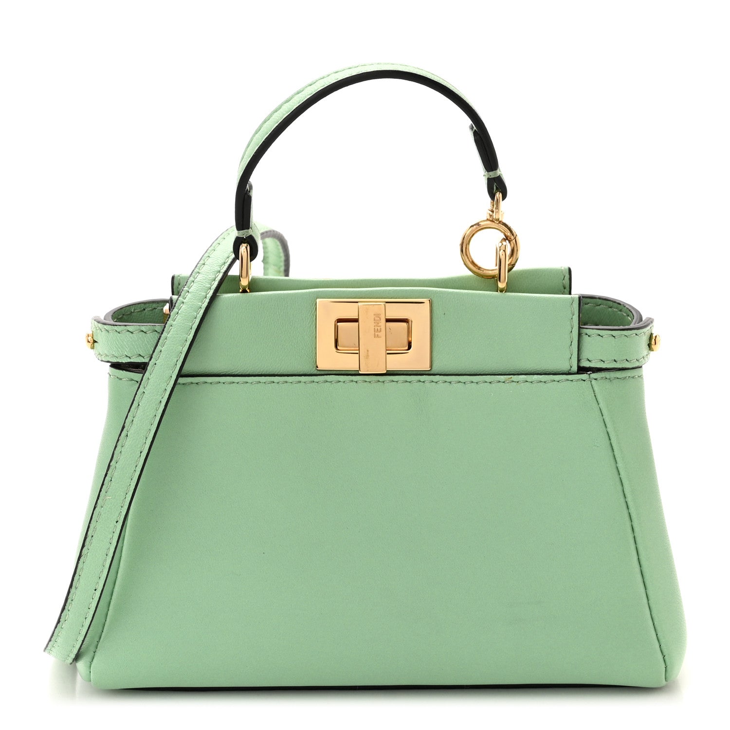 Fendi Shiny Nappa Micro Peekaboo Iconic Satchel Verde Acqua 1 of 11