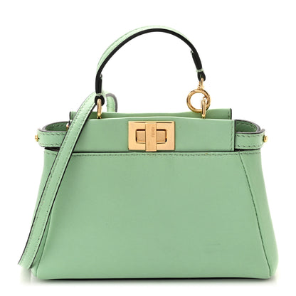 Fendi Shiny Nappa Micro Peekaboo Iconic Satchel Verde Acqua 1 of 11