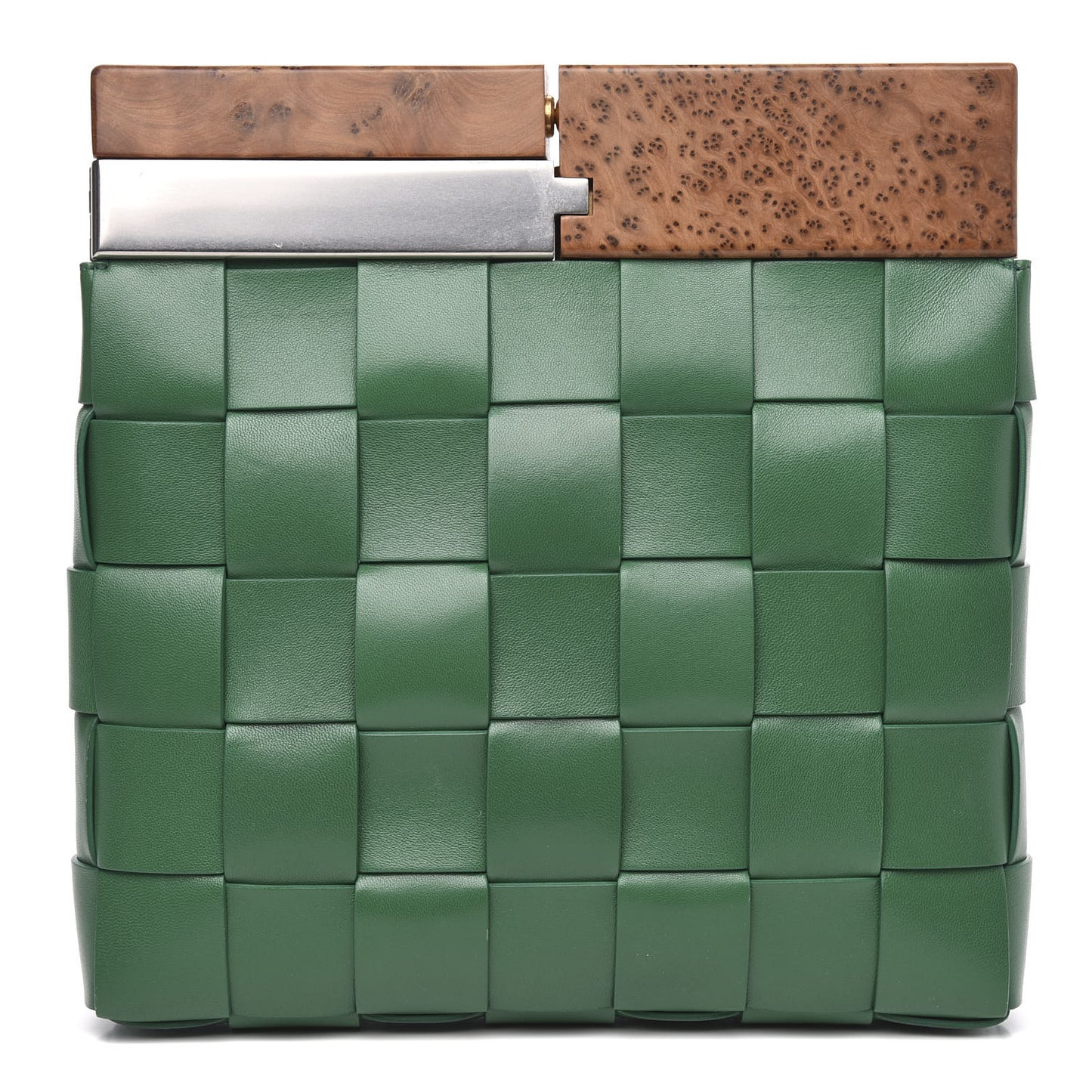 Nappa Maxi Intreccio The Snap Clutch Racing Green