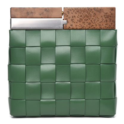 Bottega Veneta Nappa Maxi Intreccio The Snap Clutch Racing Green 1 of 8