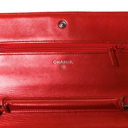 Chanel Metallic Patent Calfskin Quilted Boy Wallet On Chain WOC Red 6 of 10