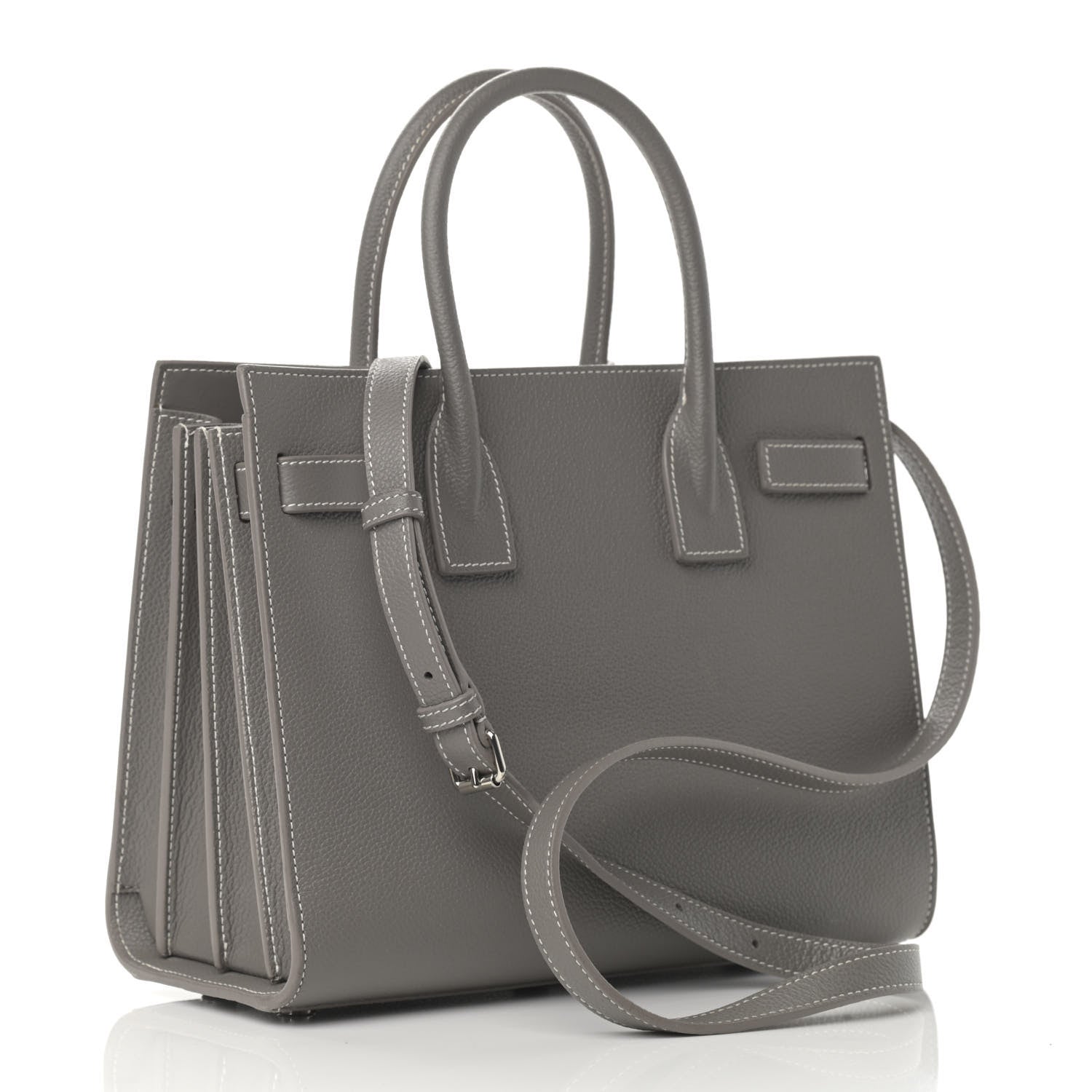 Saint Laurent Grained Calfskin Topstich Baby Sac De Jour Fog 3 of 17