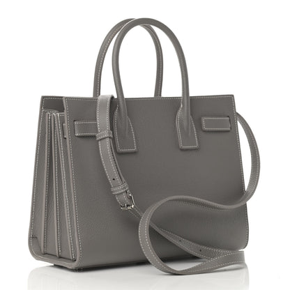 Saint Laurent Grained Calfskin Topstich Baby Sac De Jour Fog 3 of 17