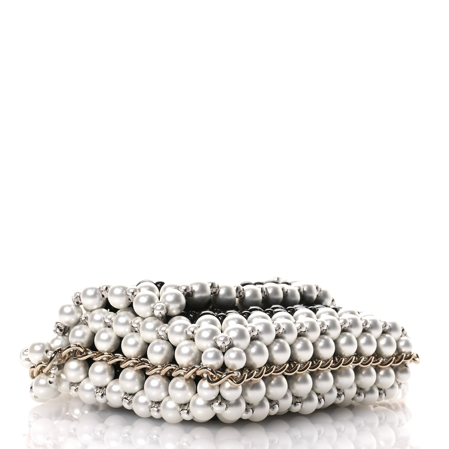 Chanel Crystal Pearl Beaded Mini Rectangular Flap Black White 4 of 10