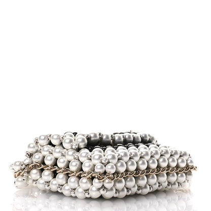 Chanel Crystal Pearl Beaded Mini Rectangular Flap Black White 4 of 10