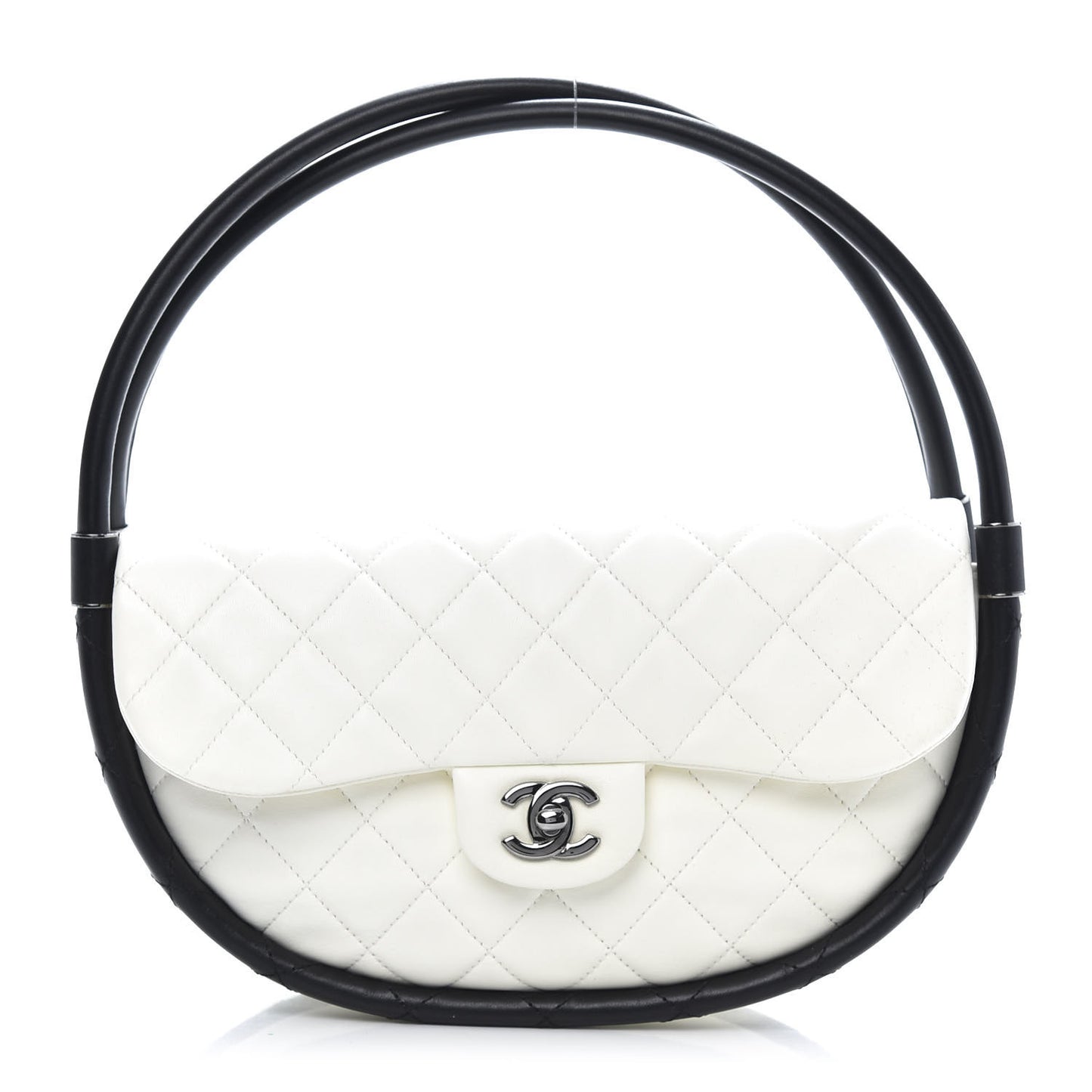 Quilted Lambskin Small Hula Hoop Flap Ivory