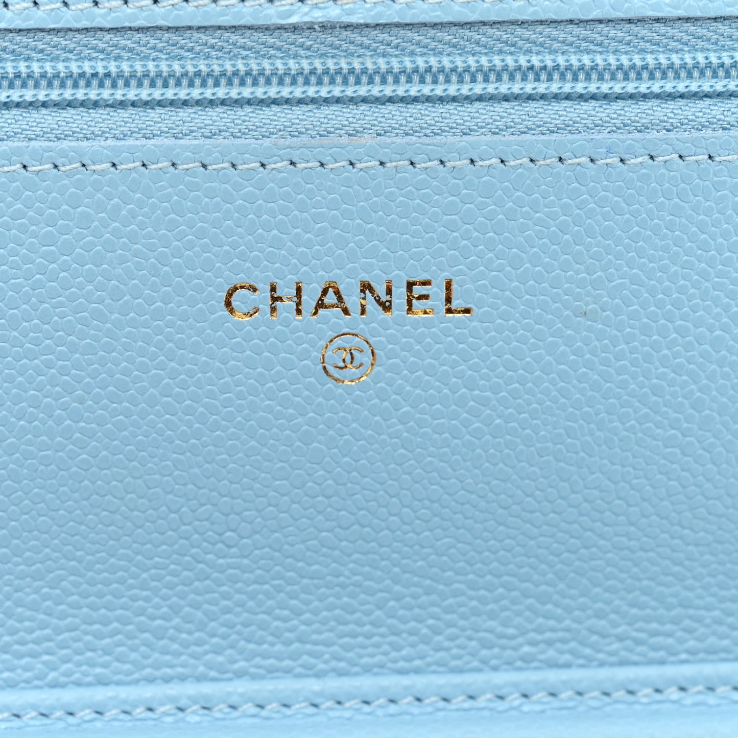 Caviar Quilted Wallet on Chain WOC Blue
