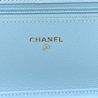 Chanel Caviar Quilted Wallet on Chain WOC Blue 7 of 15