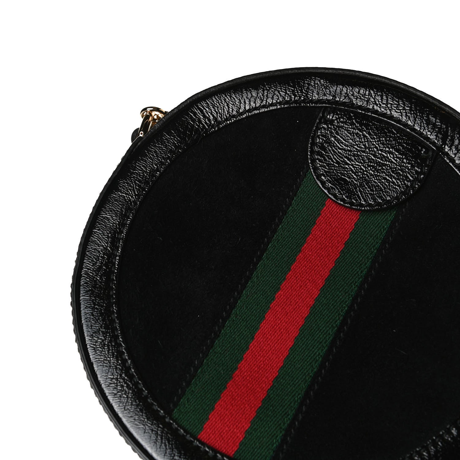 Gucci Suede Patent Web Mini Ophidia Round Shoulder Bag Black 11 of 12