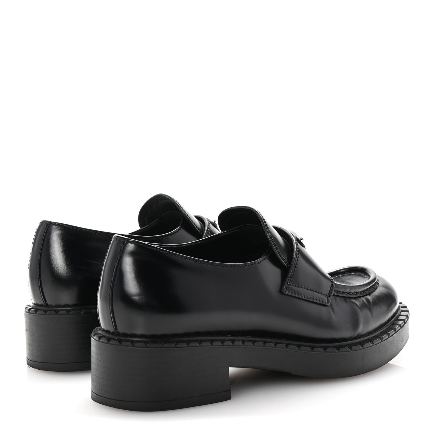 Spazzolato Metal Triangle Logo 50mm Loafers 36 Black