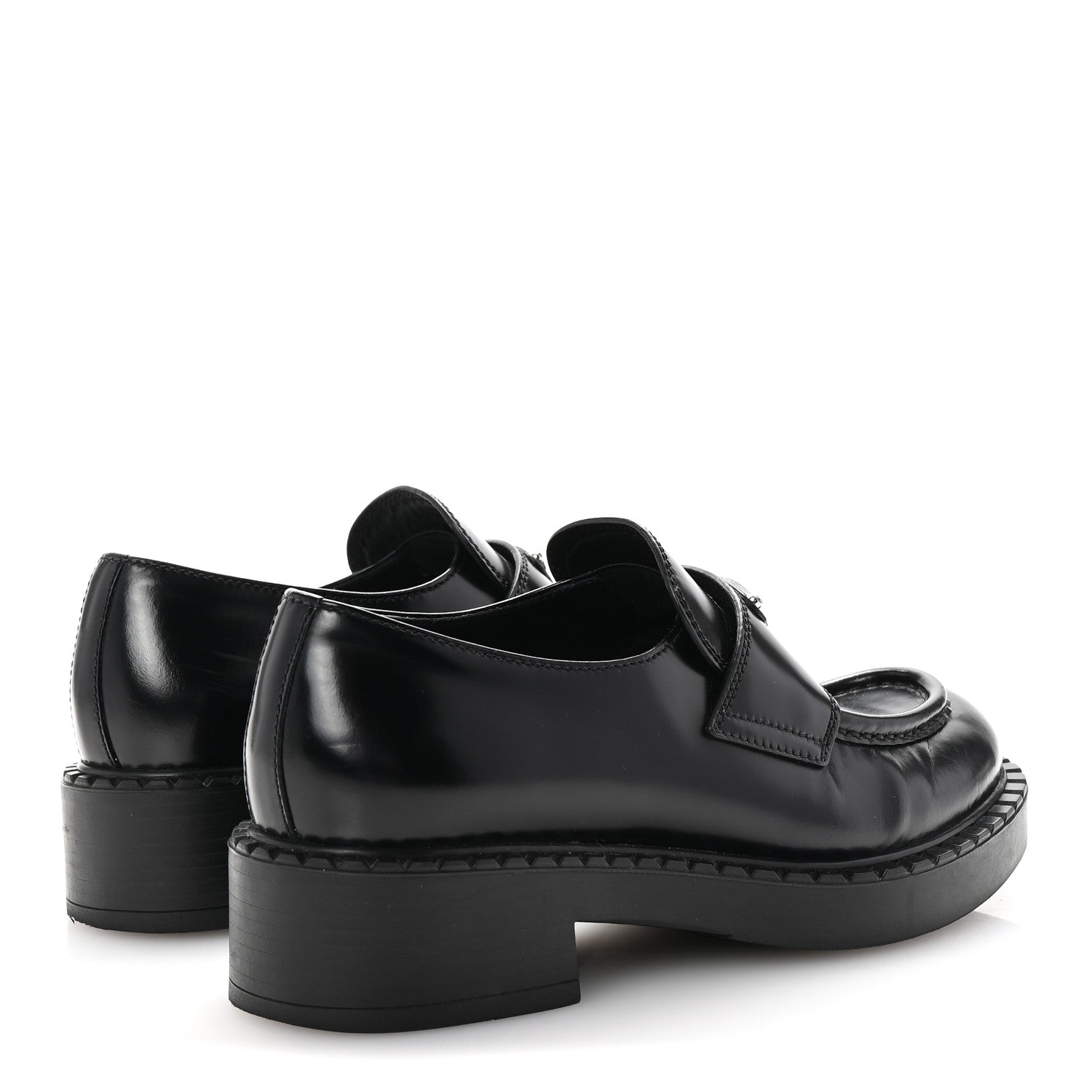 Prada Spazzolato Metal Triangle Logo 50mm Loafers 36 Black 9 of 20