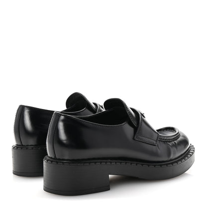 Prada Spazzolato Metal Triangle Logo 50mm Loafers 36 Black 9 of 20