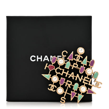 Chanel Enamel Pearl CC Brooch Gold 4 of 4