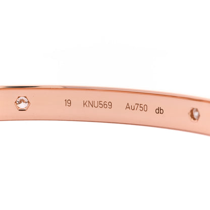 Cartier 18K Pink Gold 4 Diamond LOVE Bracelet 19 7 of 7