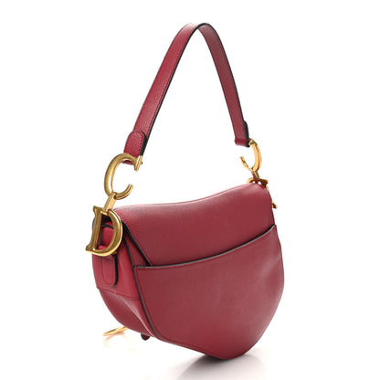 Christian Dior Grained Calfskin Saddle Bag Red 3 of 11