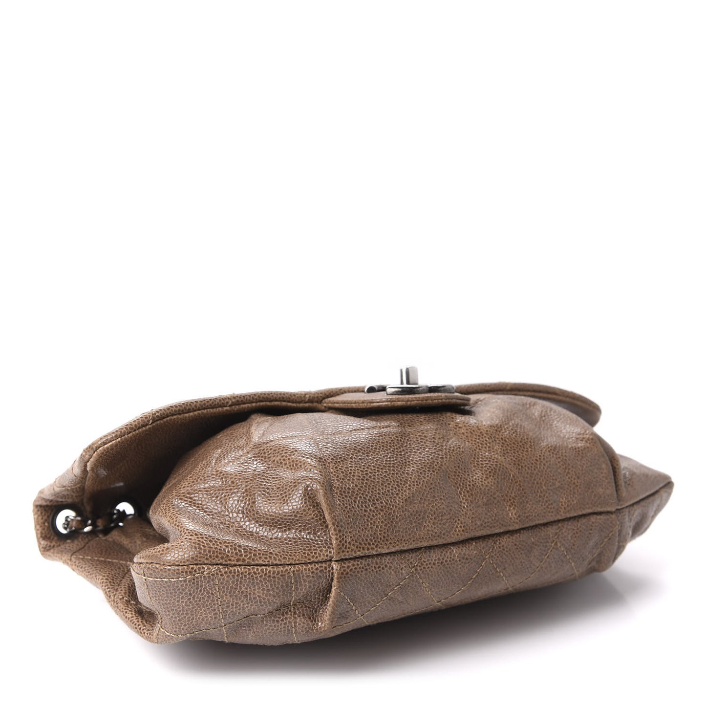 Caviar Quilted Medium Elastic Flap Brown