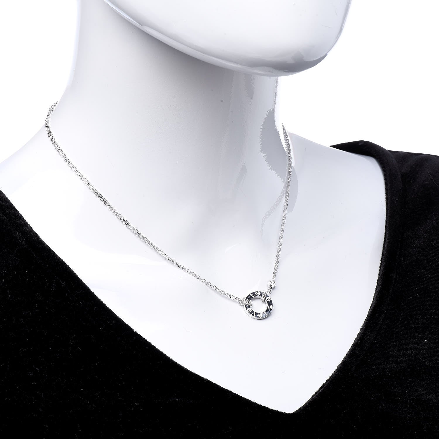 Cartier 18K White Gold 2 Diamond LOVE Necklace 3 of 9