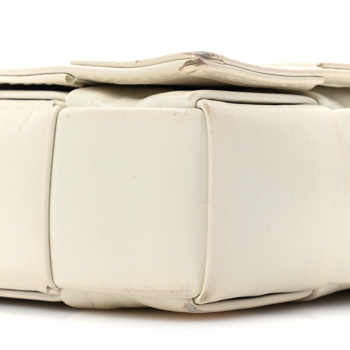 Paper Calfskin Maxi Intreccio Cassette Crossbody Bag White