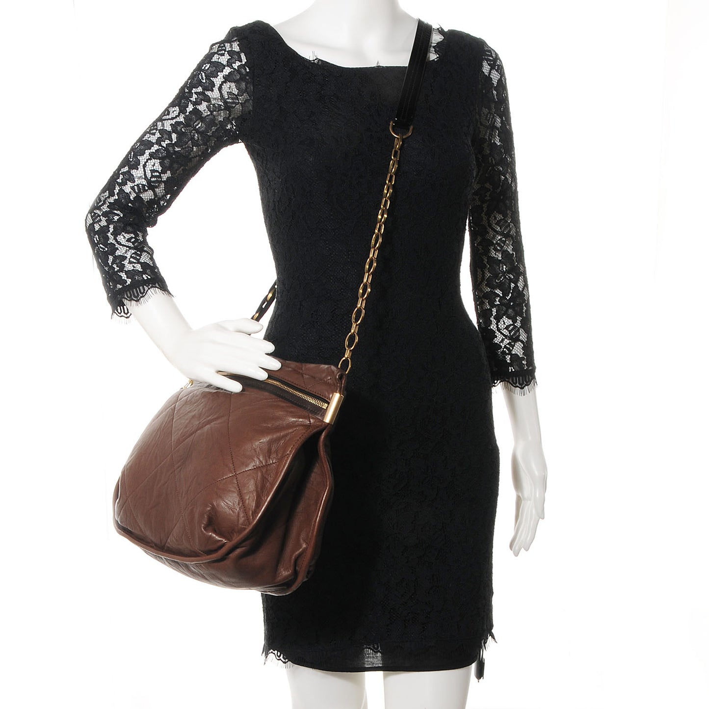 Lambskin Amalia Crossbody Bag Brown