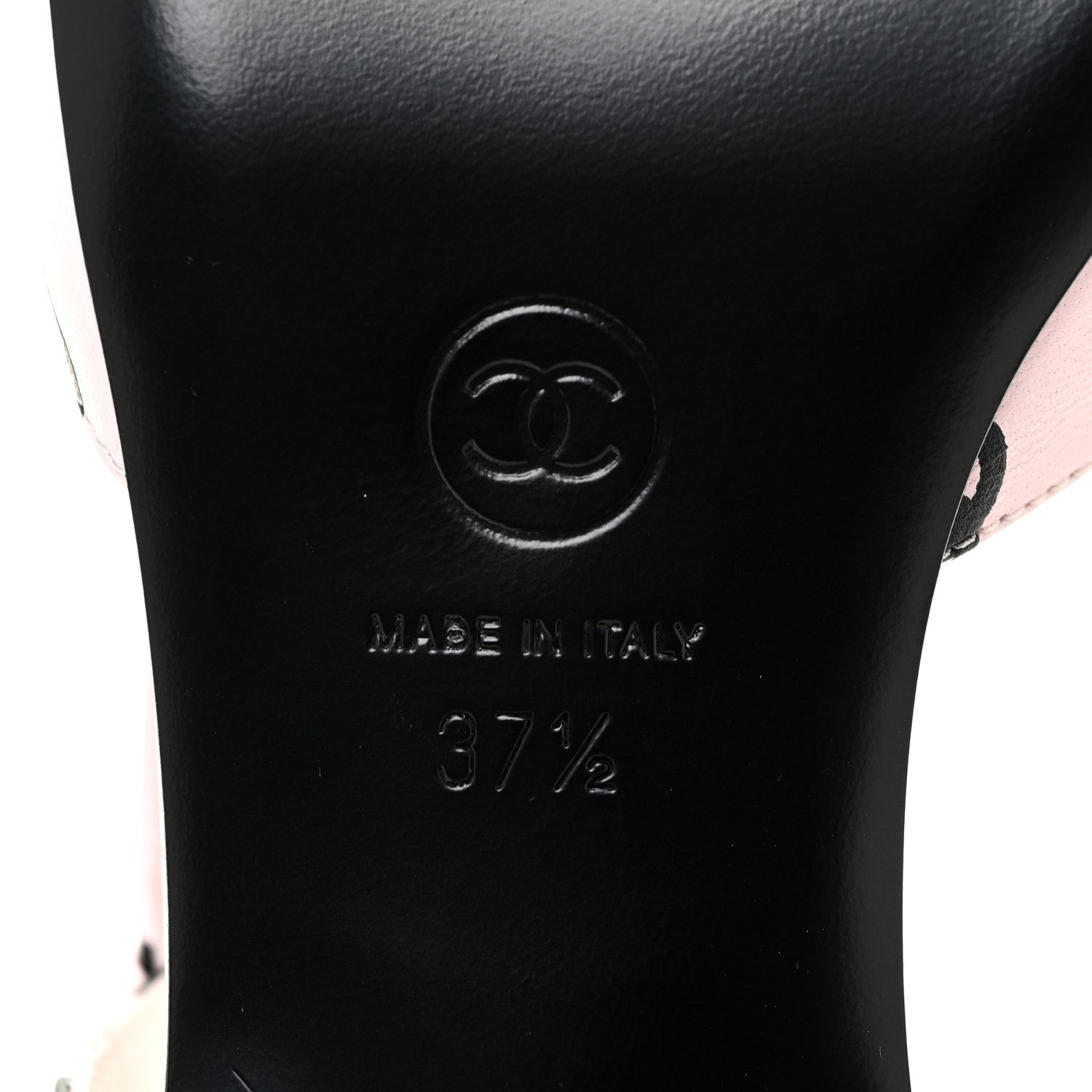 Chanel Printed Lambskin Coco Beach Sligback Sandals 37.5 Light Pink Black 7 of 8