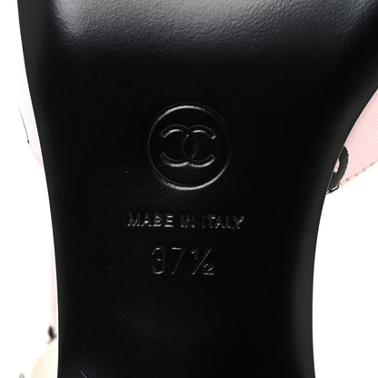Chanel Printed Lambskin Coco Beach Sligback Sandals 37.5 Light Pink Black 7 of 8