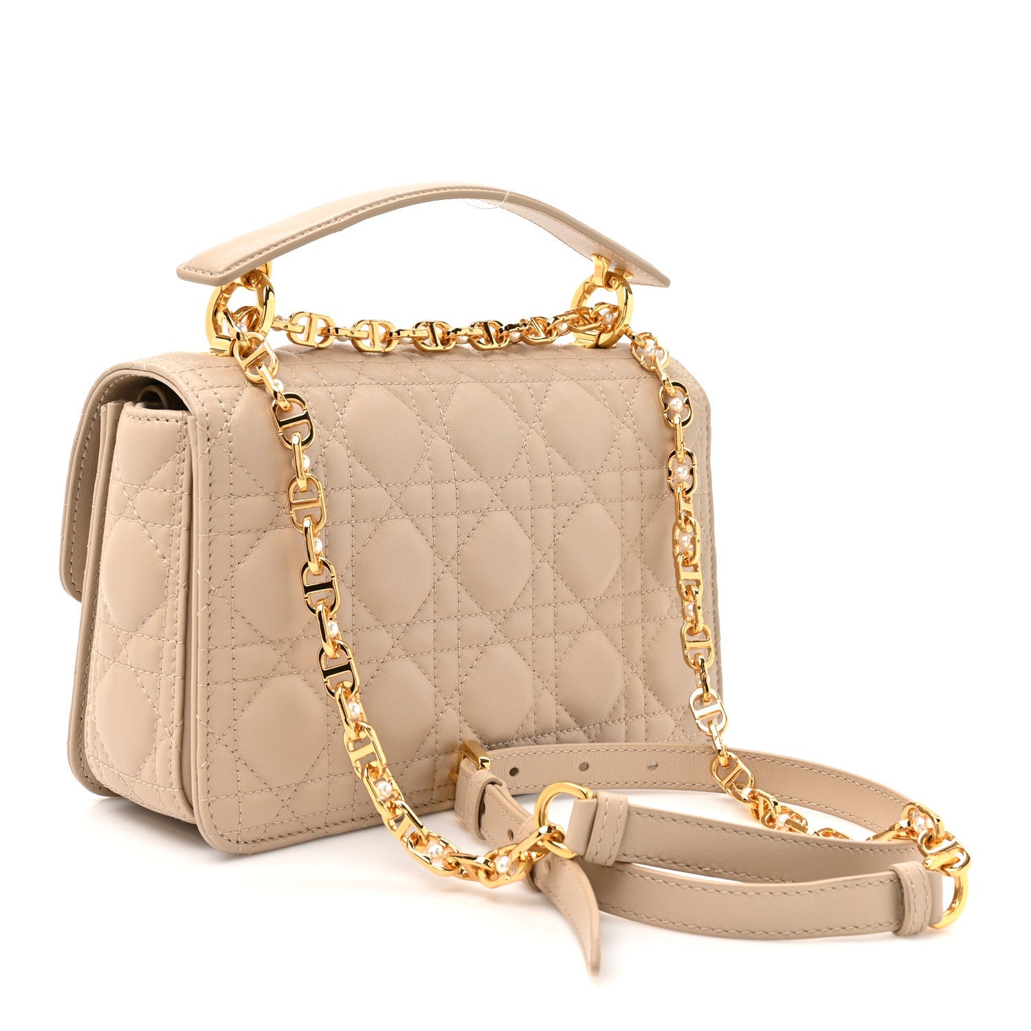Christian Dior Lambskin Cannage Small Jolie Top Handle Bag Powder Beige Latte 3 of 11