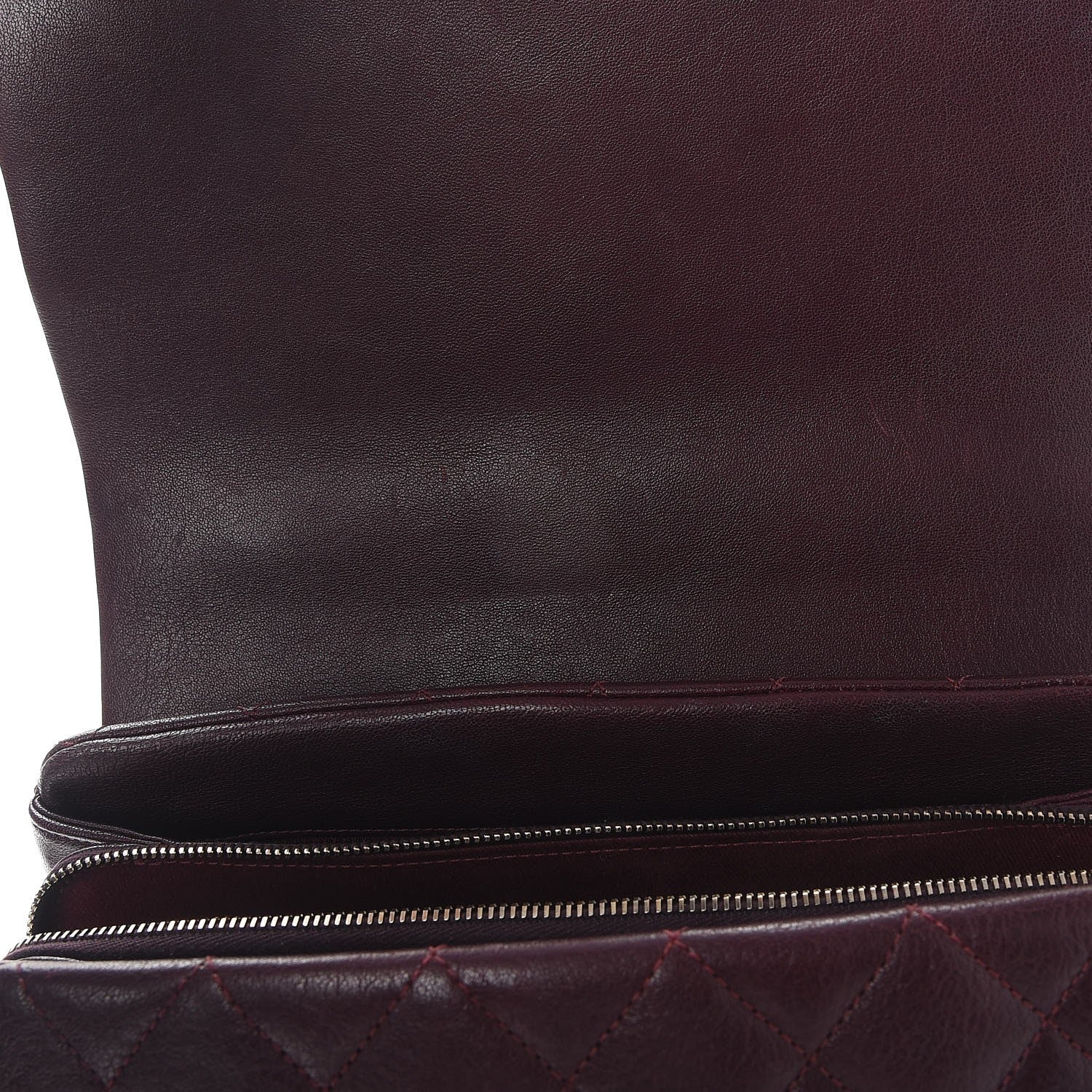 Chanel Shiny Sheepskin Quilted Large Trapezio Flap Dark Burgundy 12 of 13