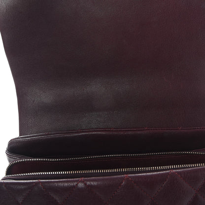 Chanel Shiny Sheepskin Quilted Large Trapezio Flap Dark Burgundy 12 of 13