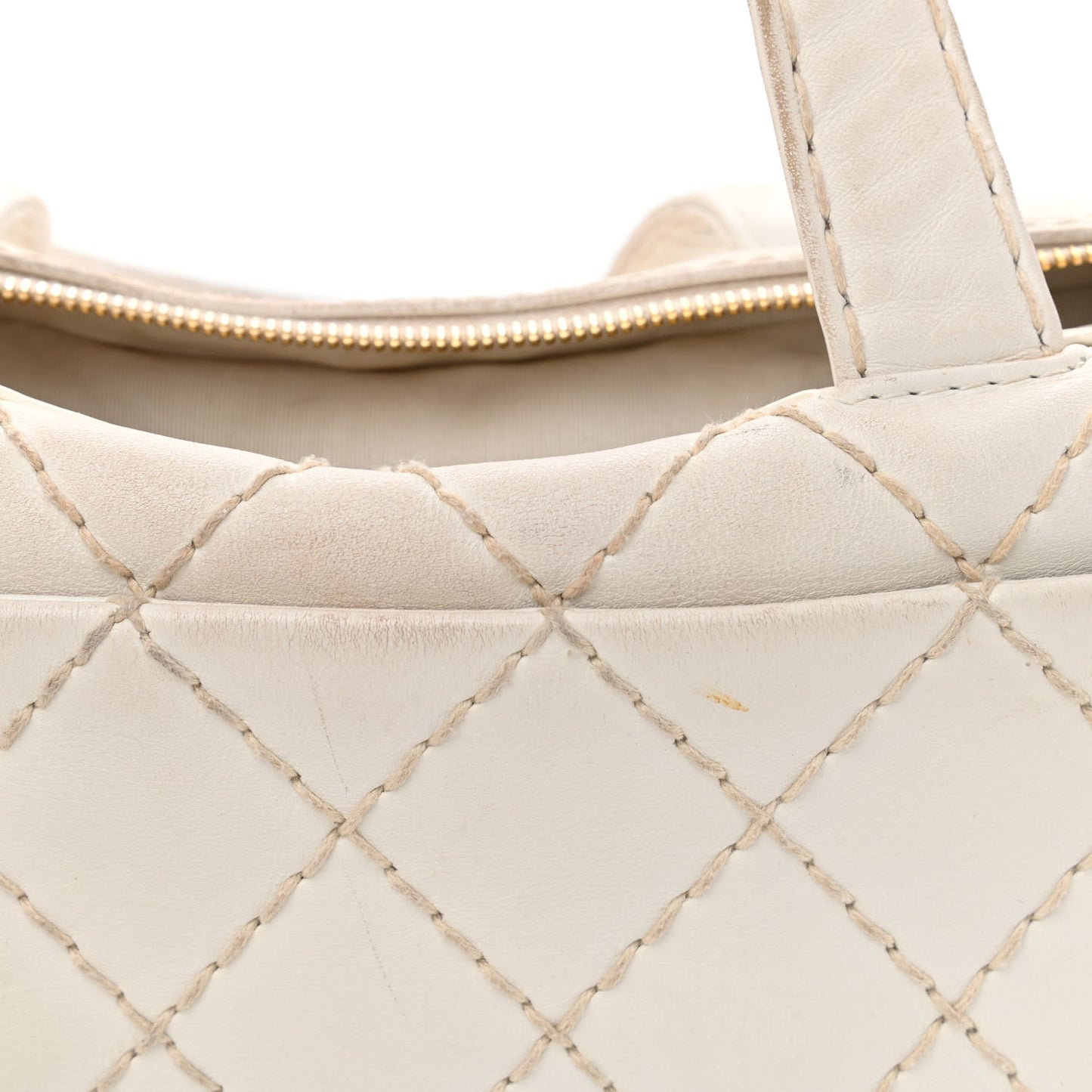 Calfskin Wild Stitch Top Handle Bag White