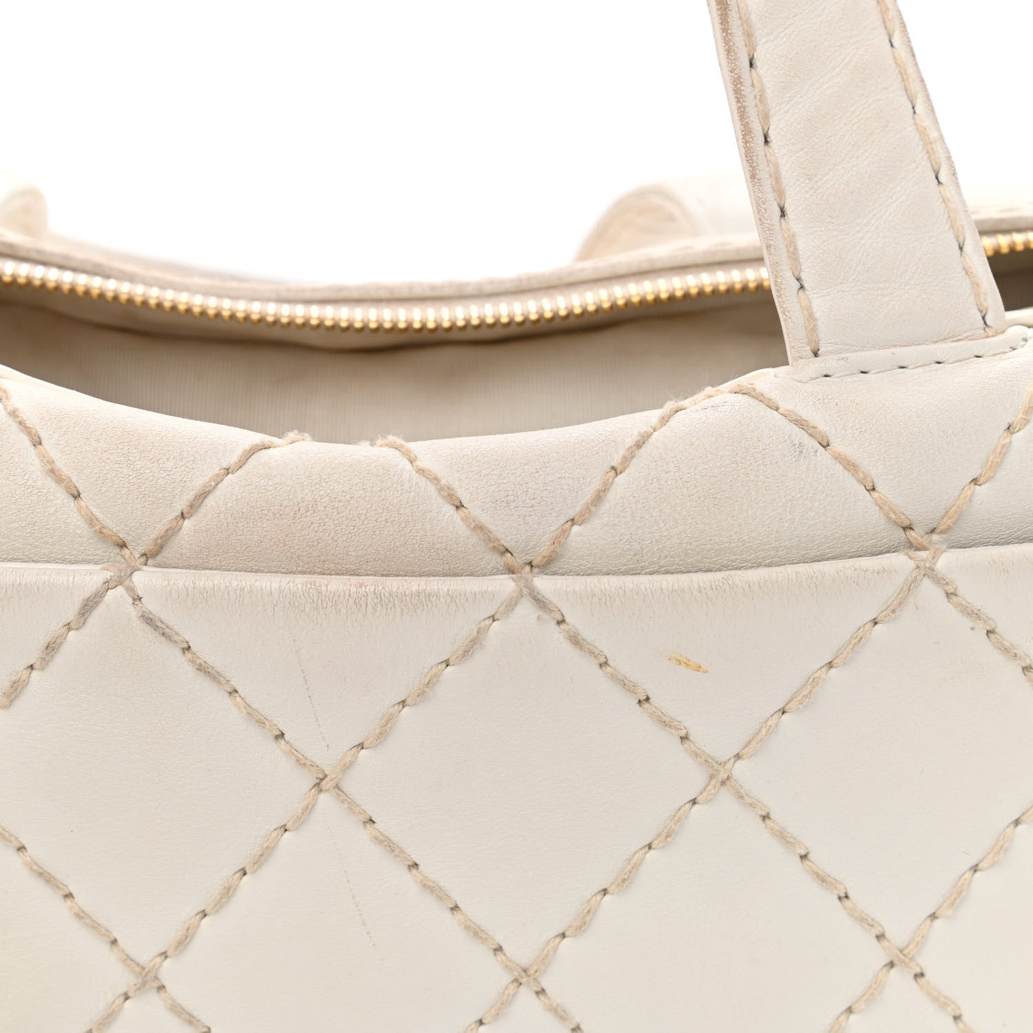 Chanel Calfskin Wild Stitch Top Handle Bag White 17 of 19