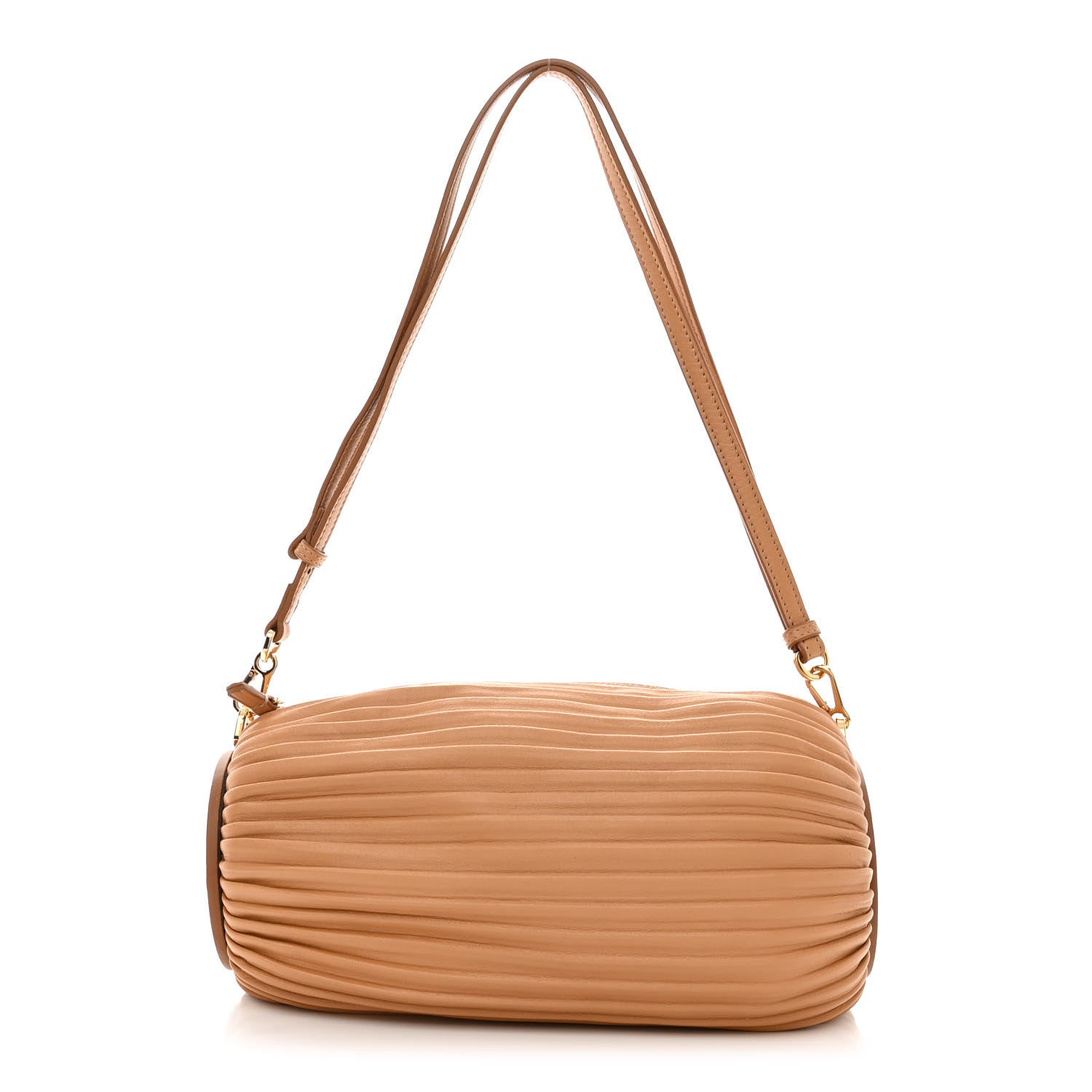 Loewe Lambskin Pleated Bracelet Pouch Shoulder Bag Warm Desert 1 of 10