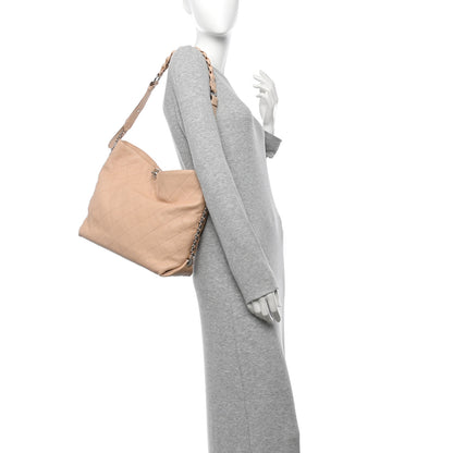 Chanel Grained Calfskin Stitched Medium Braided With Style Hobo Beige 2 of 10