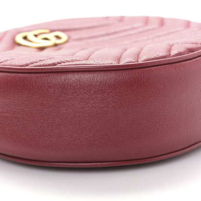 Gucci Glazed Calfskin Matelasse Heart Mini GG Marmont Round Shoulder Bag Romantic Cerise 8 of 9