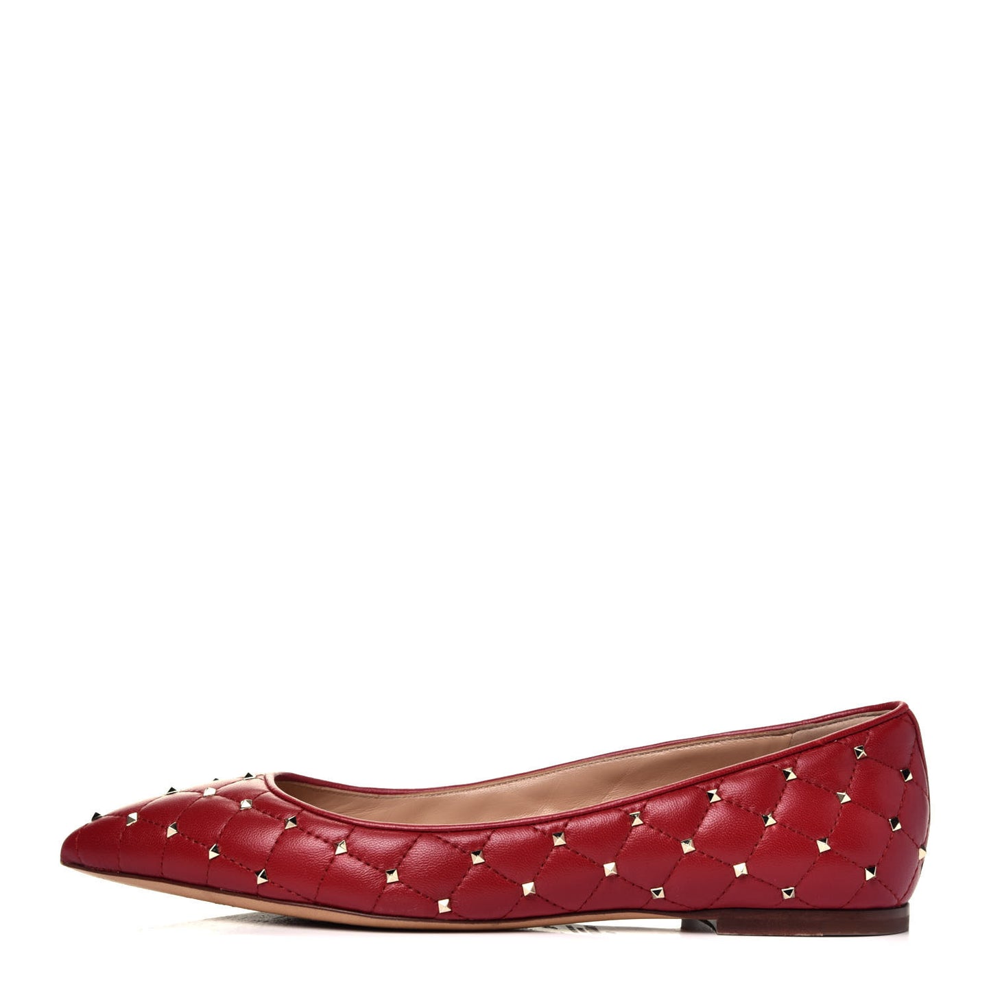 Nappa Rockstud Spike Ballerina Flats 38 Red