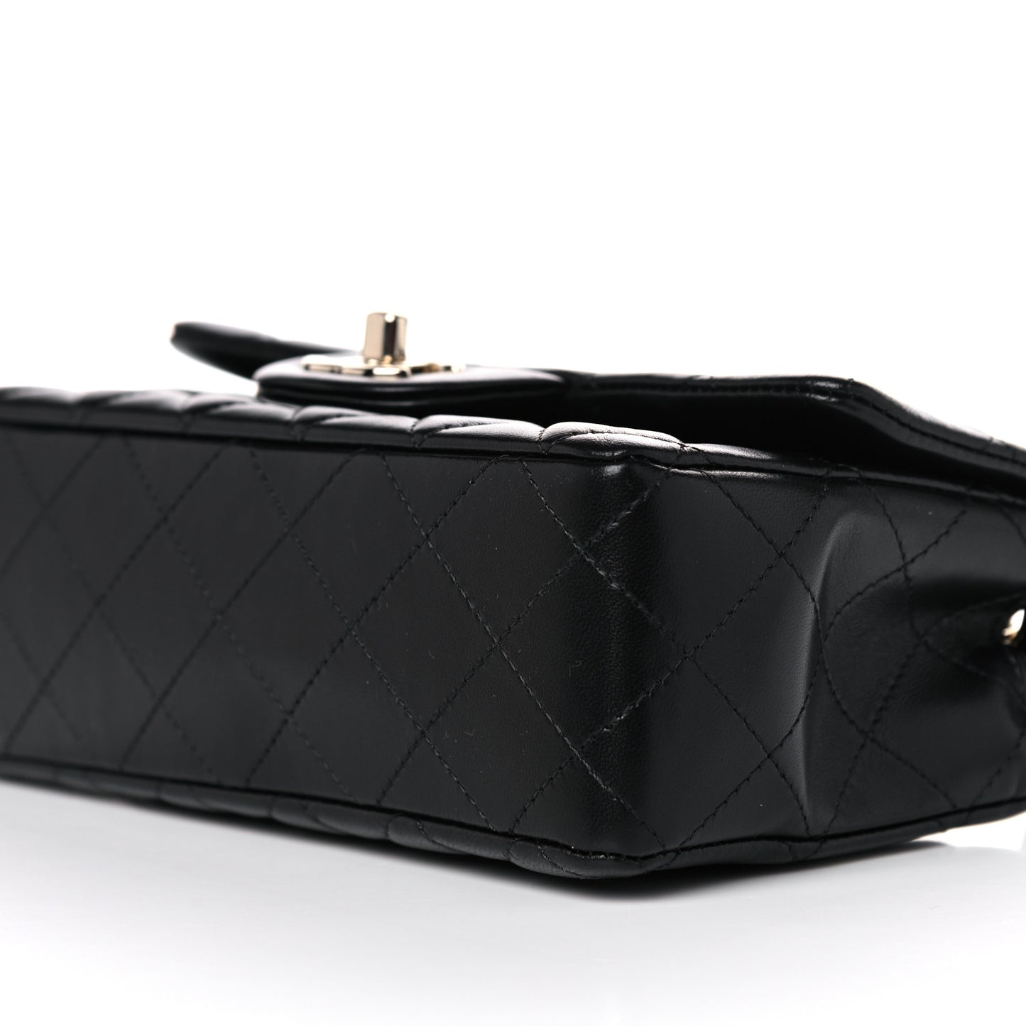 Lambskin Quilted Mini Rectangular Flap Black