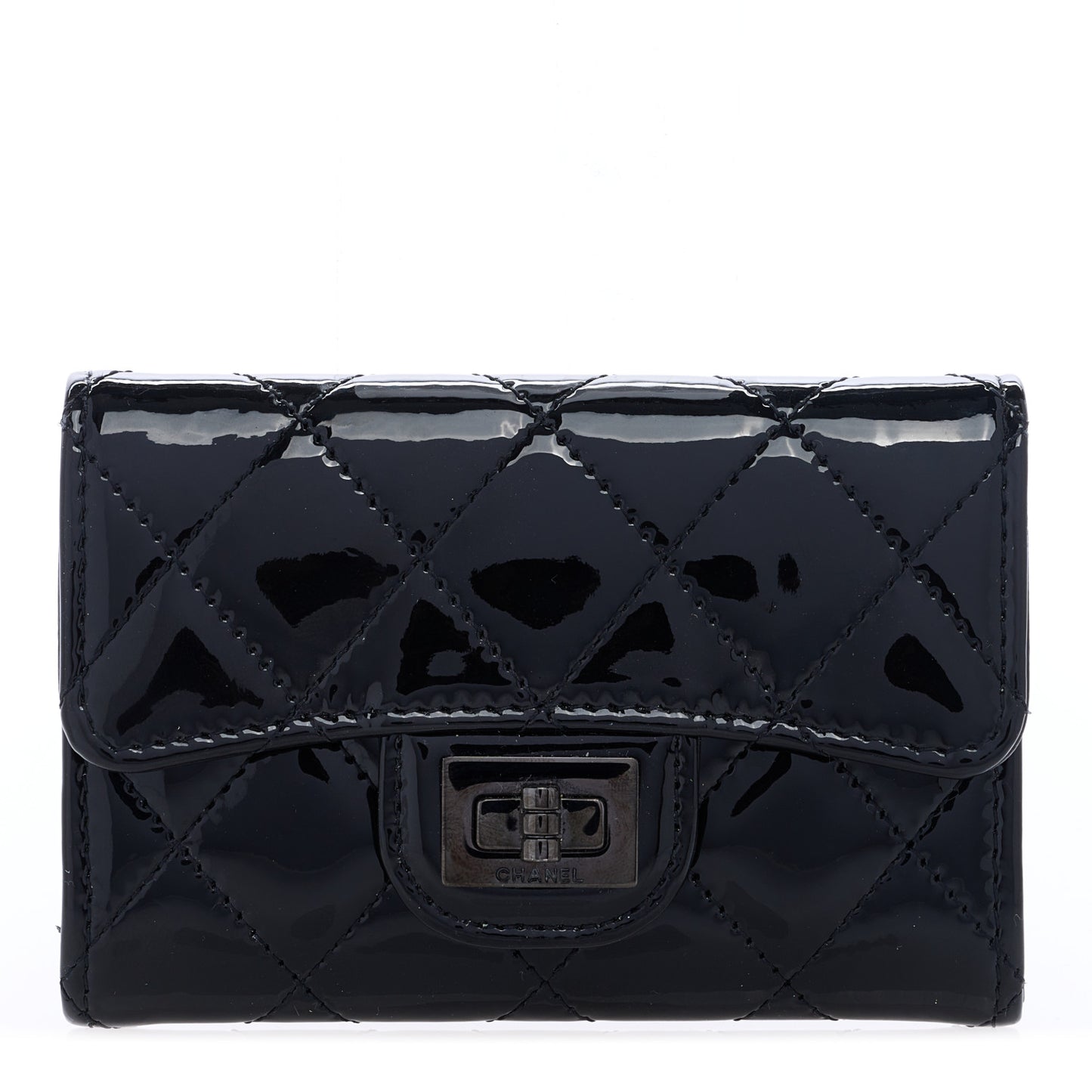 Patent Quilted Reissue Flap Card Holder So Black