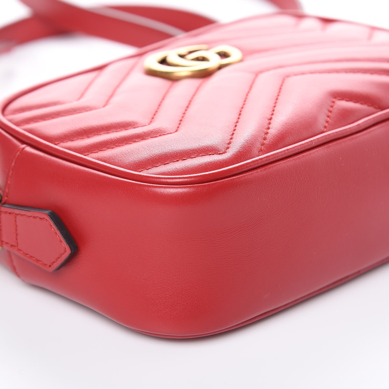 Gucci Calfskin Matelasse Mini GG Marmont Chain Shoulder Bag Hibiscus Red 8 of 10