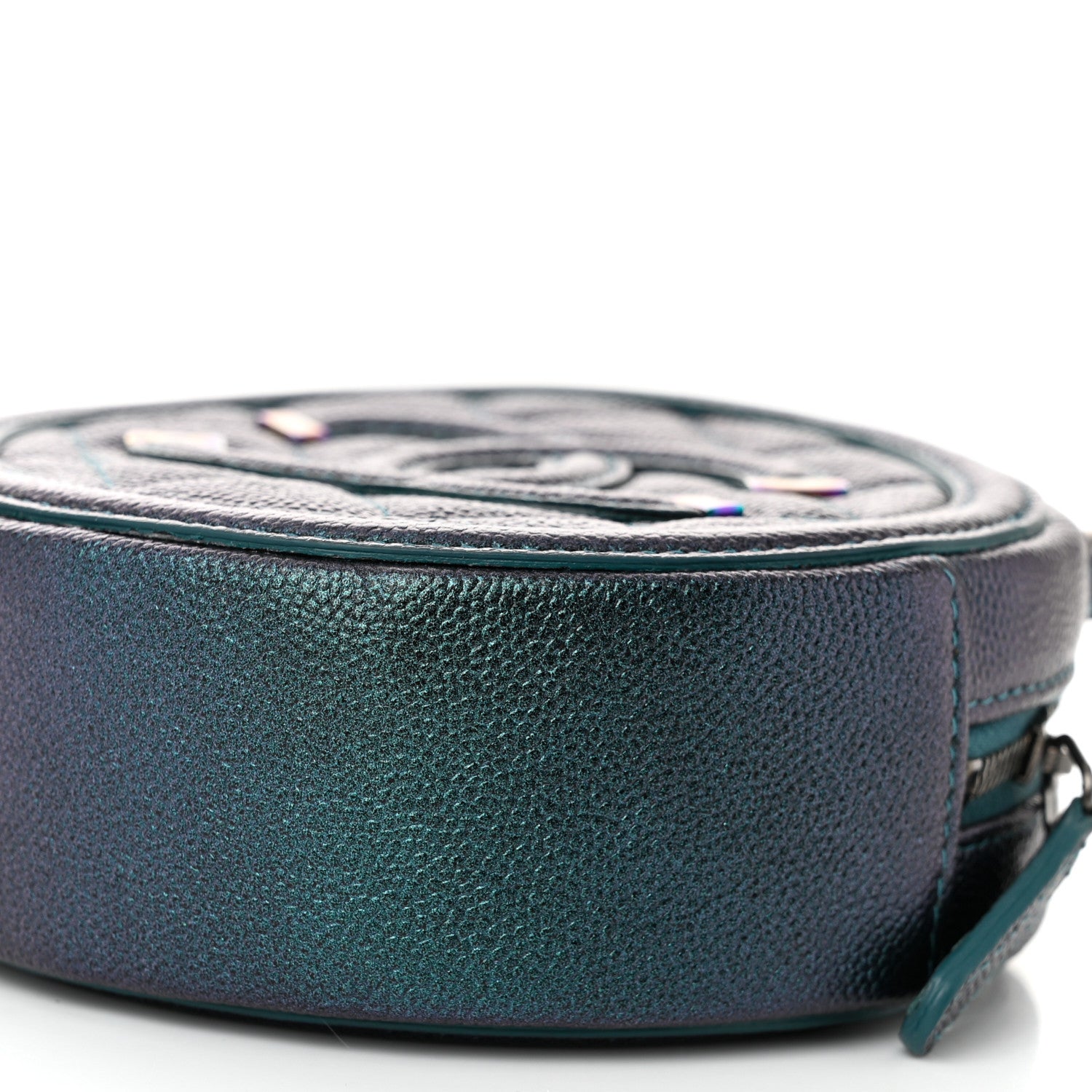 Chanel Iridescent Caviar Quilted Round Filigree Crossbody Dark Turquoise 10 of 11