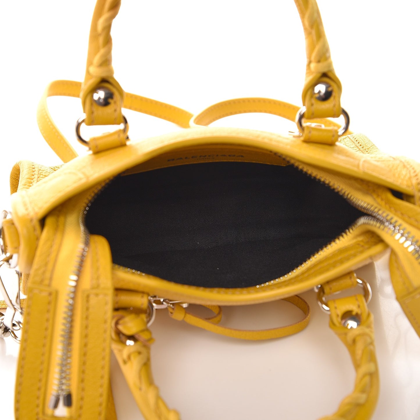 Chevre Silver Metallic Edge Hardware Nano City Jaune Epi