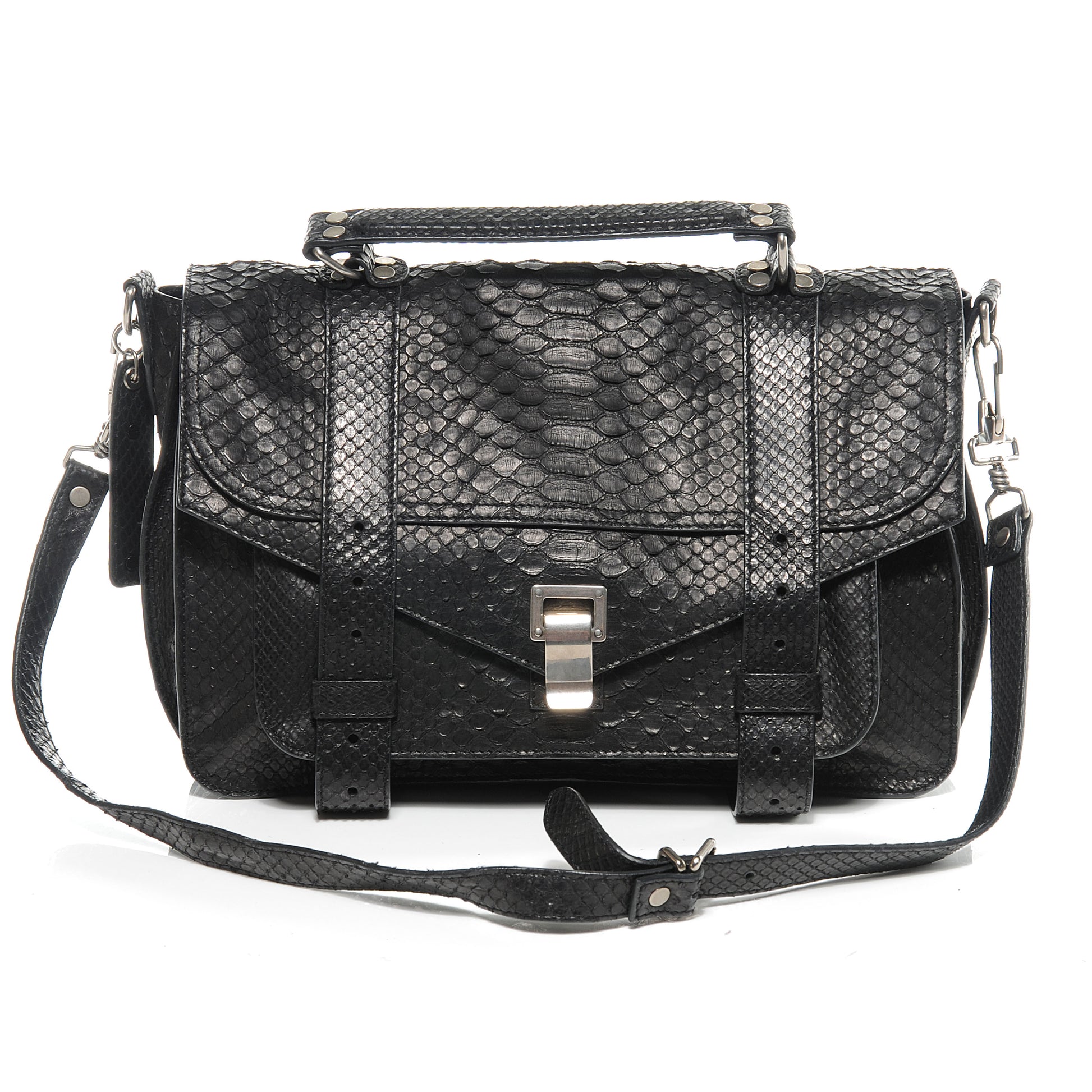 Proenza Schouler Python PS1 Medium Satchel Black 1 of 8